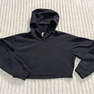 Lululemon Cropped Hoodie Size 8 Charcoal Gray Cotton Blend Terry Long Sleeve
